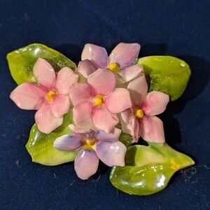 Pink Floral Leaf Enamel Brooch - Women Jewelry Brooches